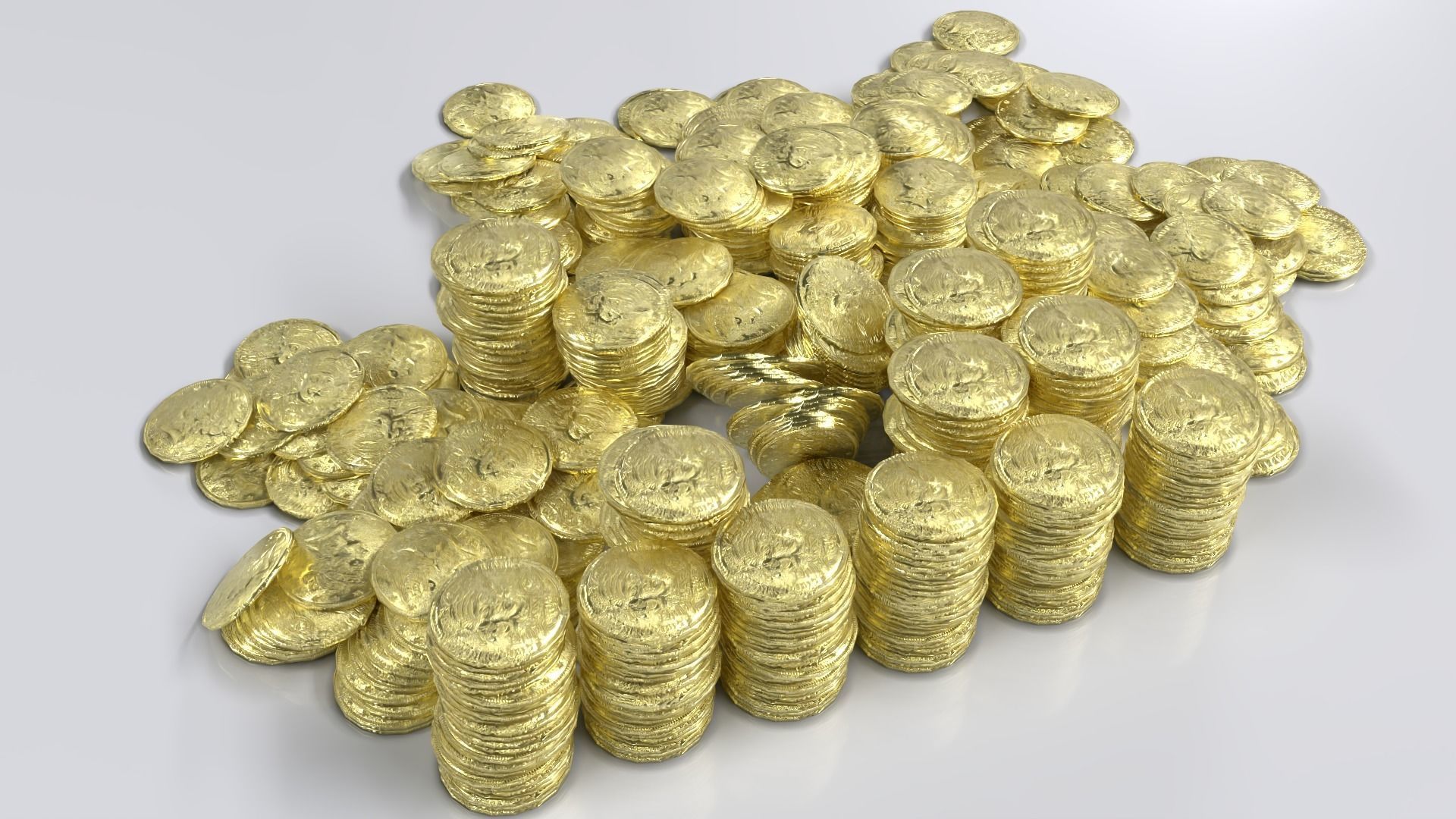 Golden Coin Pile 02 Low-poly 3D model_4
