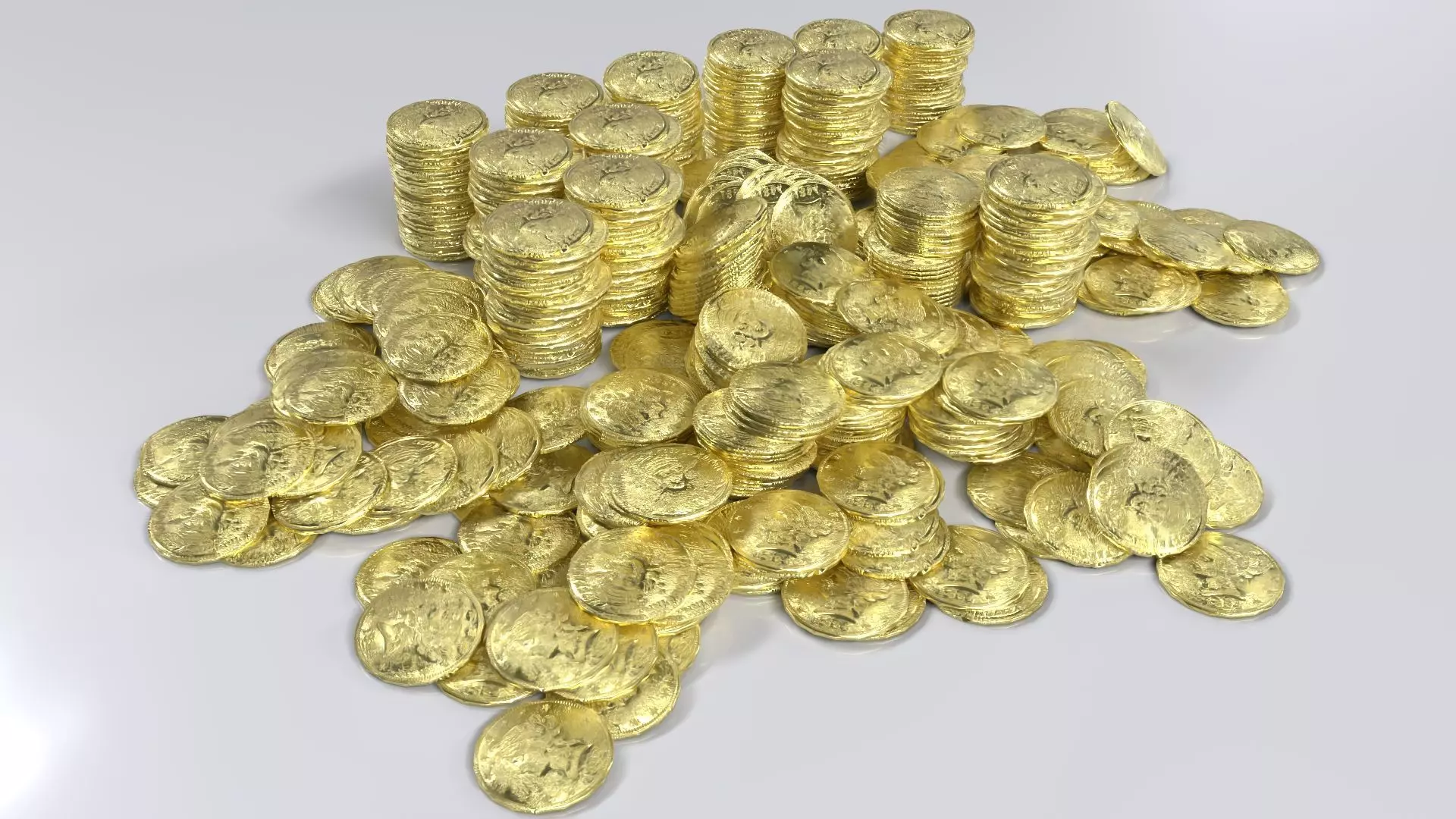 Golden Coin Pile 02 Low-poly 3D model_0