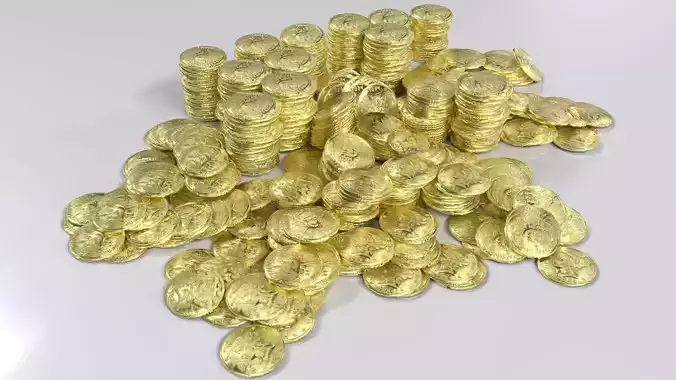 Golden Coin Pile 02 Low-poly 3D model