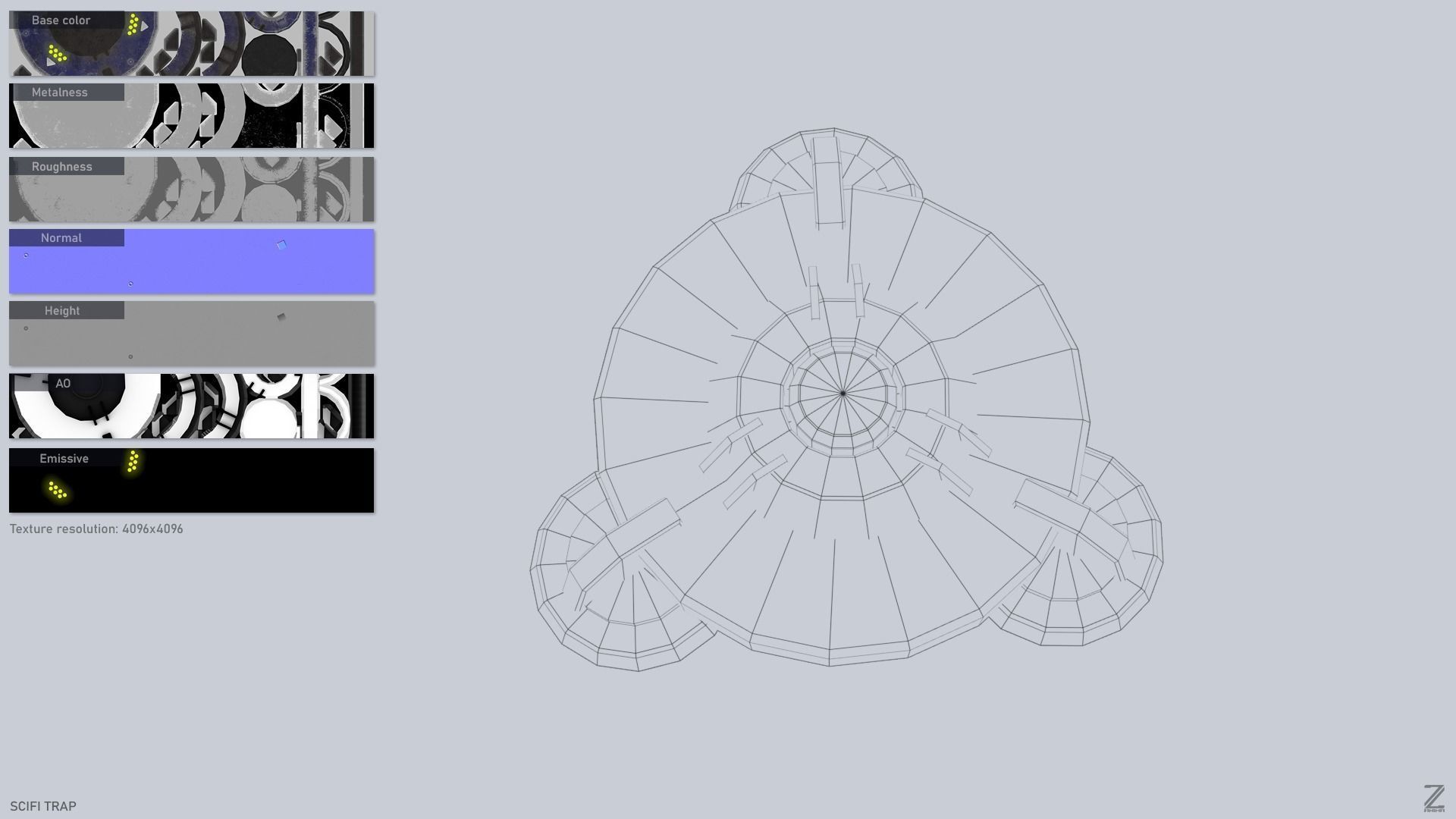 Sci fi trap Low-poly 3D model_3