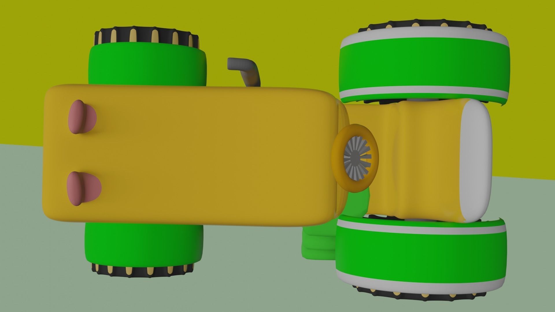 cartoon tractor  3D model_5
