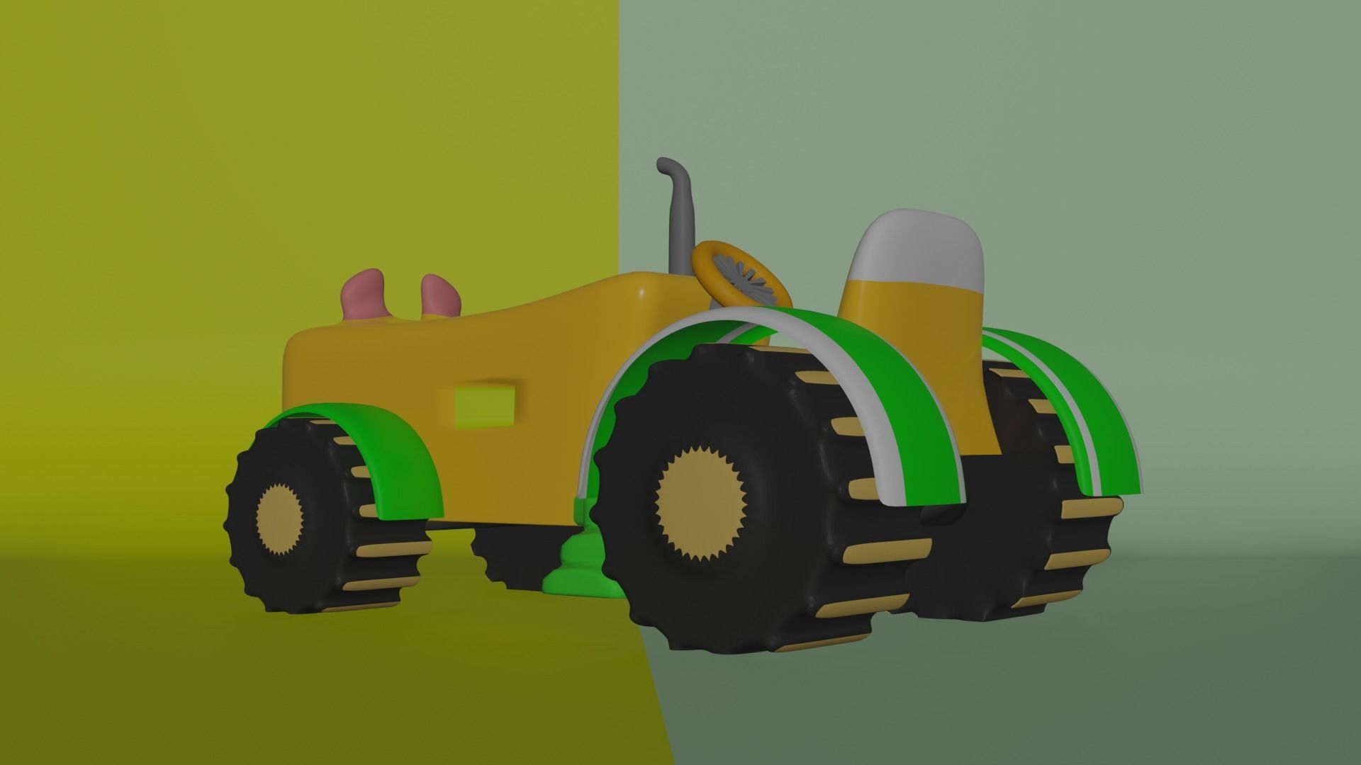 cartoon tractor  3D model_4