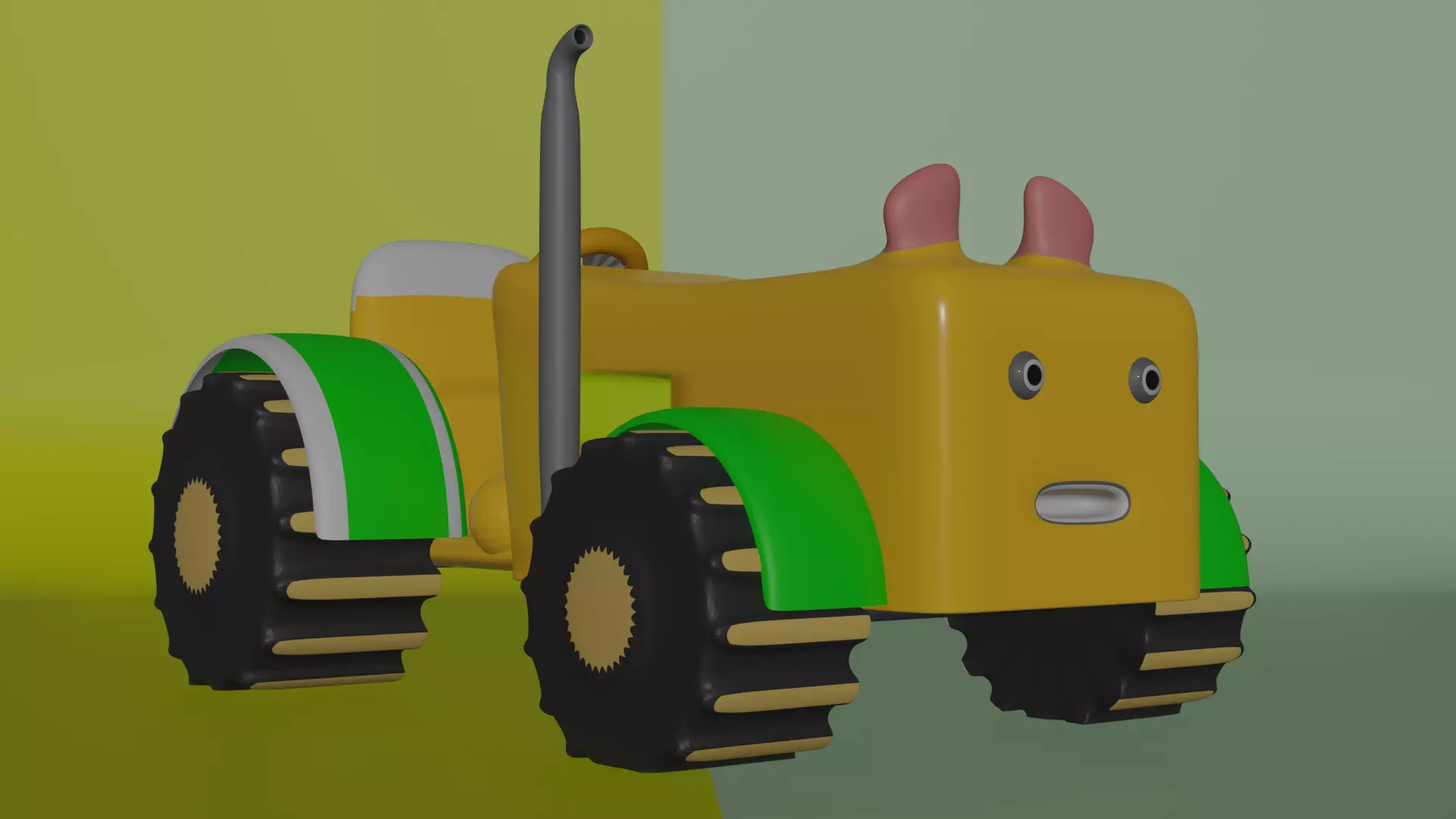 cartoon tractor  3D model_0