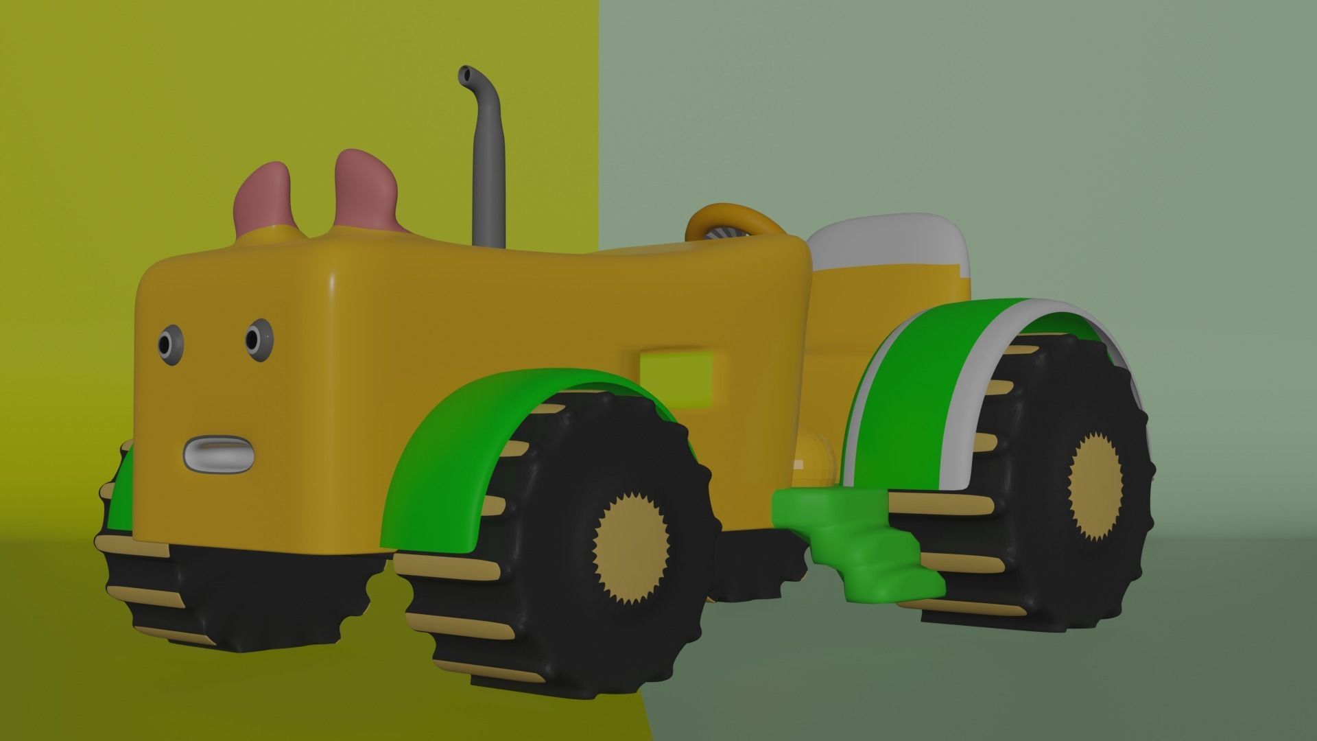 cartoon tractor  3D model_3