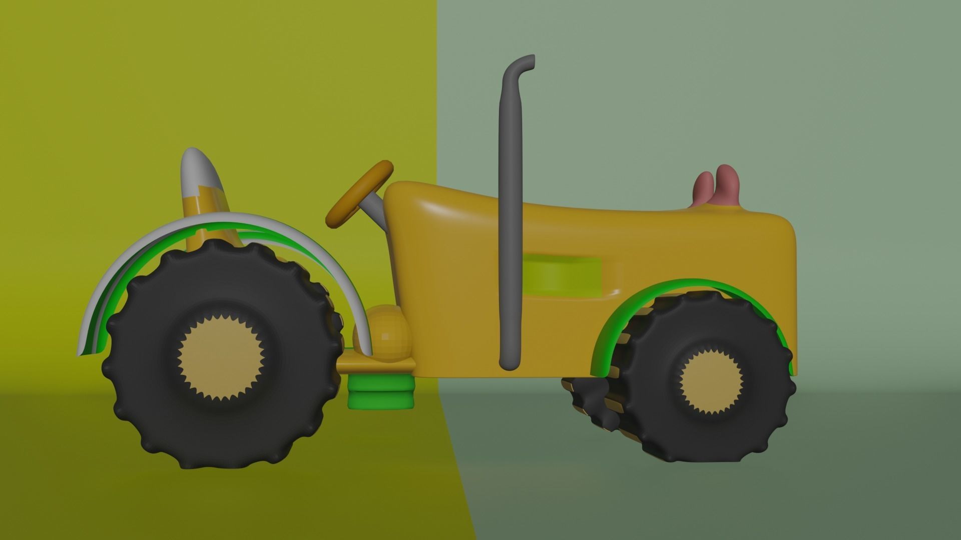 cartoon tractor  3D model_2