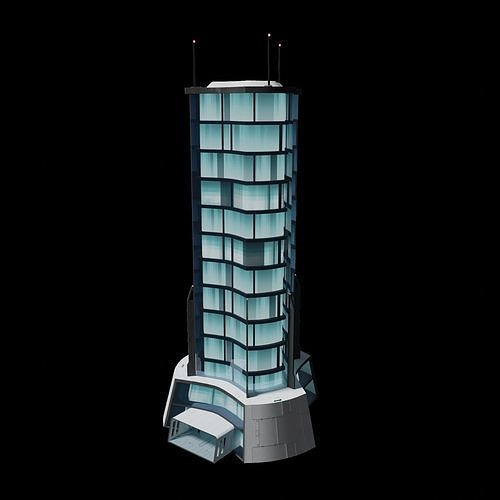 Sci-fi tall mansion Low-poly 3D model