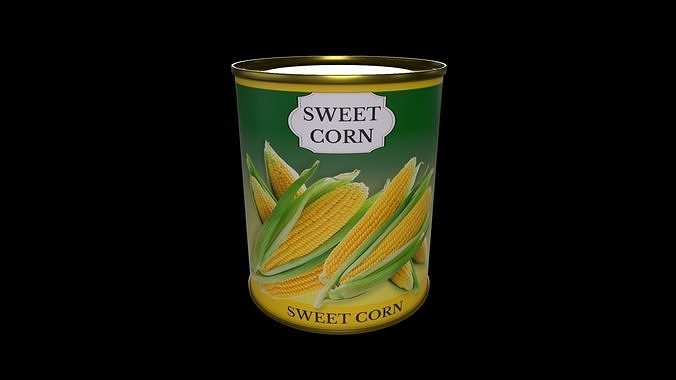 Other preserved vegetables and mixtures-Canned Sweet Corn Low-poly 3D model 5