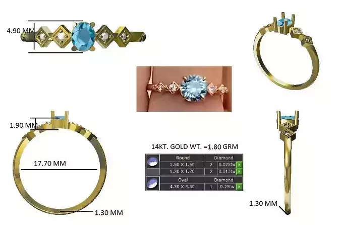 Bypass Solitaire Ring Engagement Ring  3D print model