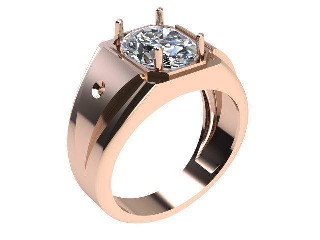 Men ring with oval stone 3D print model_9