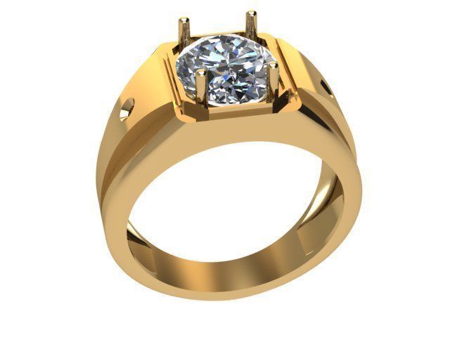 Men ring with oval stone 3D print model_3