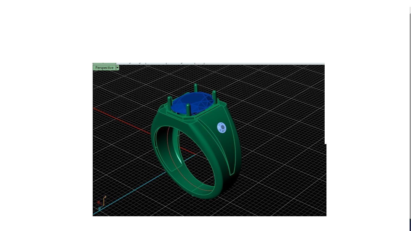 Men ring with oval stone 3D print model_2