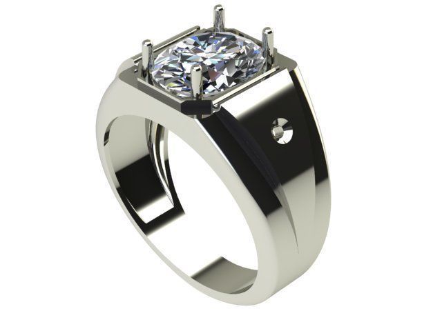 Men ring with oval stone 3D print model_5