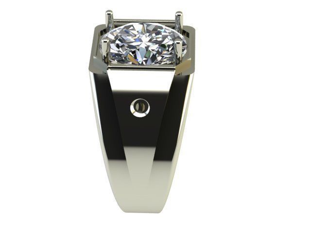 Men ring with oval stone 3D print model_7