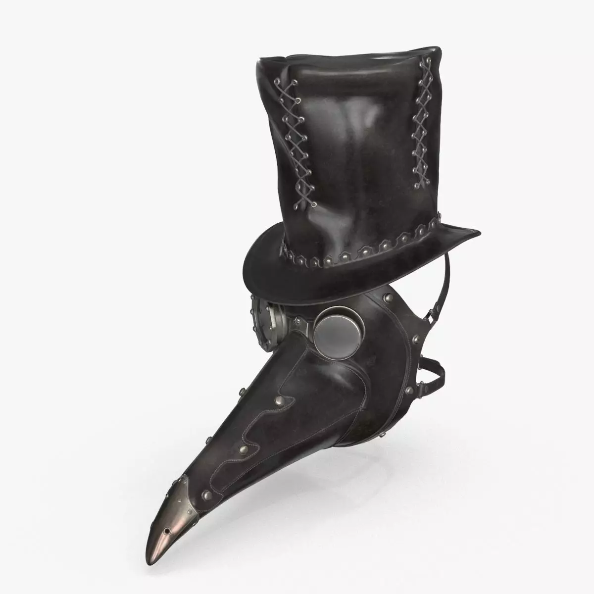 Plague Doctor Mask and Hat Low-poly 3D model