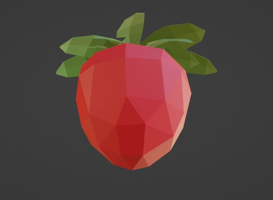 Low-Poly Cartoony Strawberry Low-poly 3D model_1