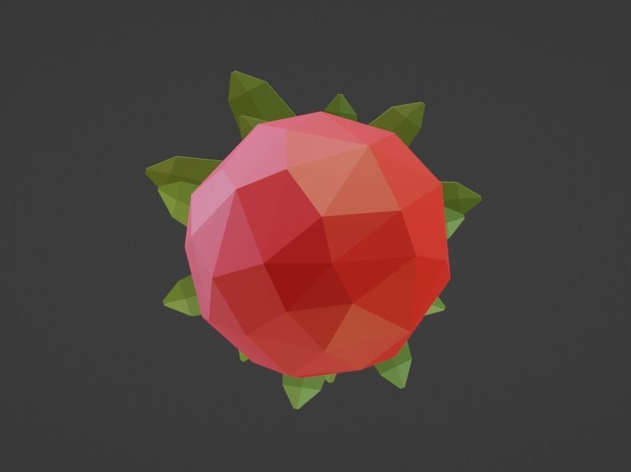Low-Poly Cartoony Strawberry Low-poly 3D model_5