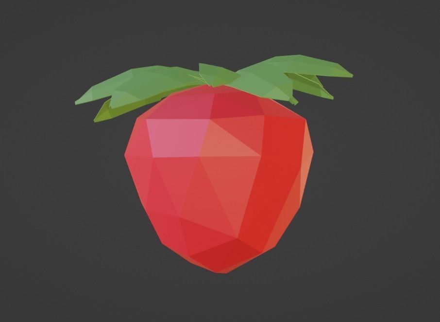 Low-Poly Cartoony Strawberry Low-poly 3D model_3