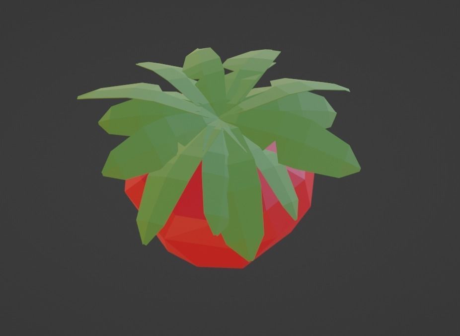 Low-Poly Cartoony Strawberry Low-poly 3D model_2