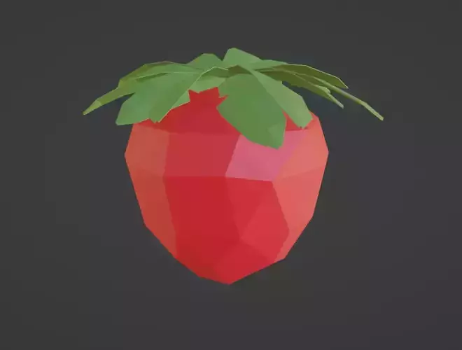 Low-Poly Cartoony Strawberry Low-poly 3D model