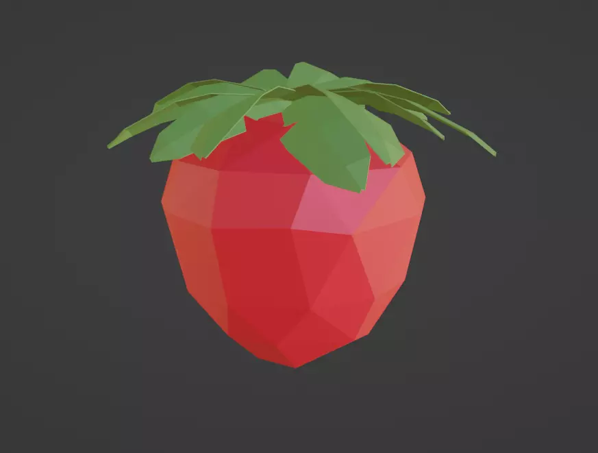Low-Poly Cartoony Strawberry Low-poly 3D model_0