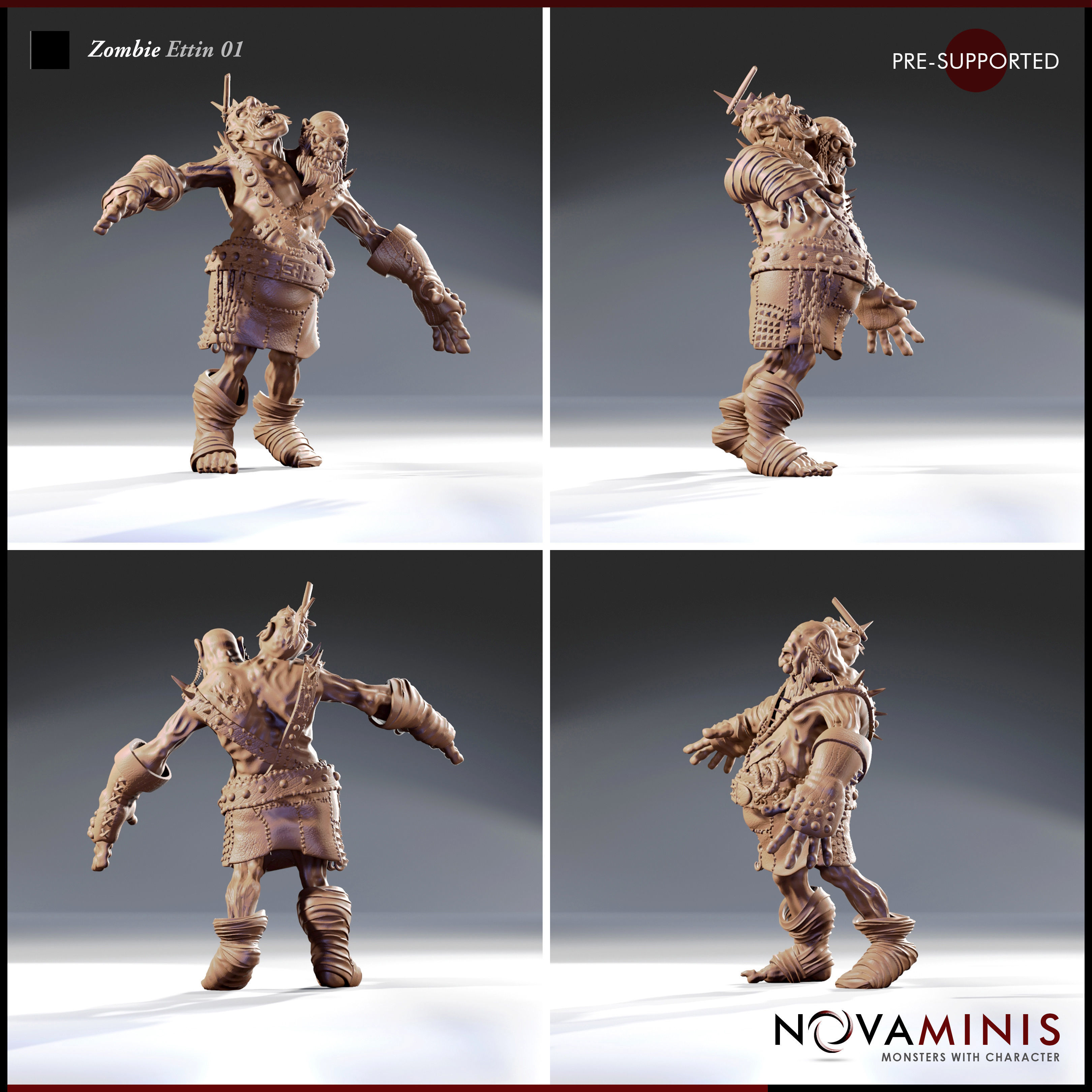 Zombie Ettin 01 3D print model_2
