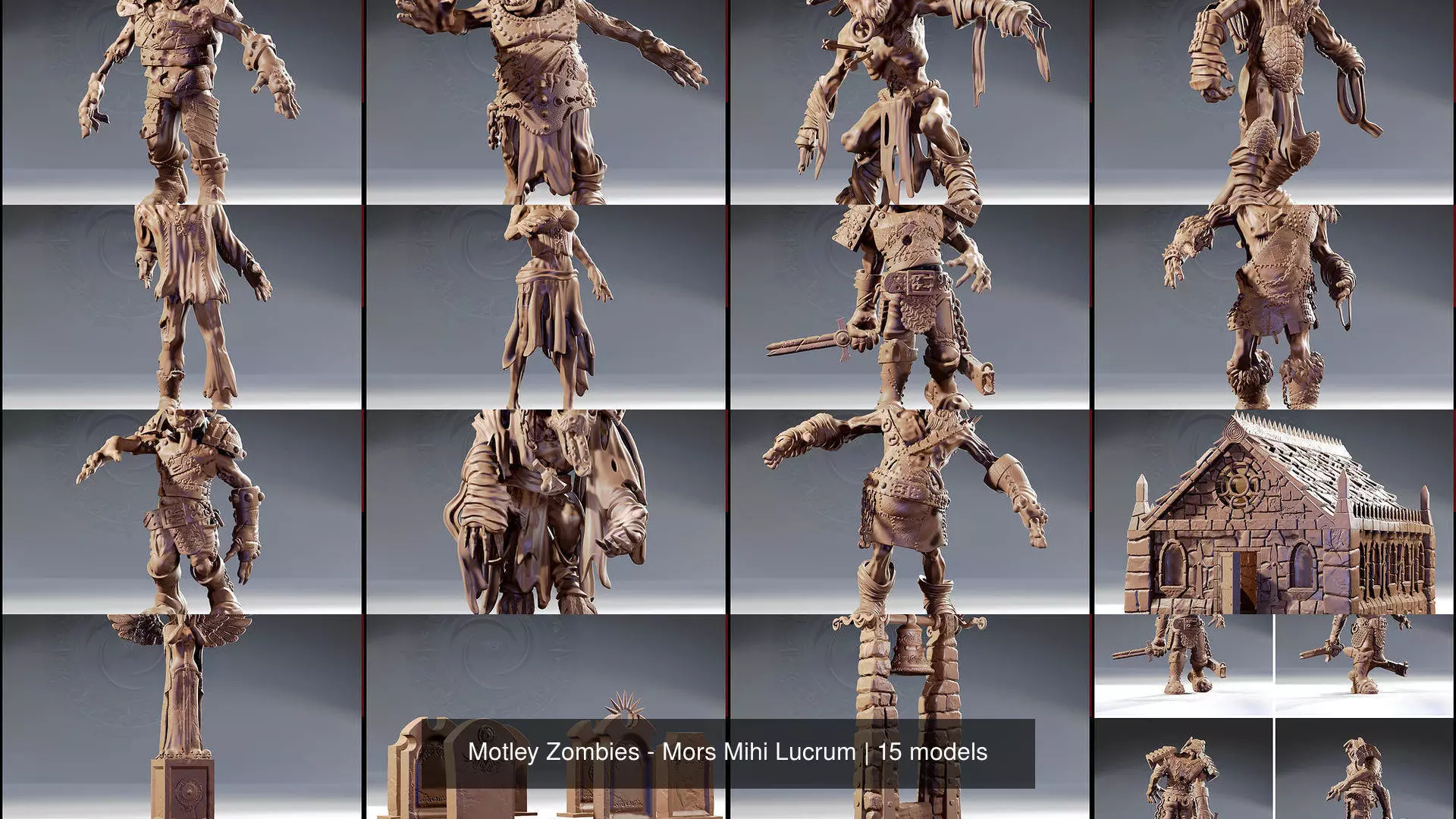 Motley Zombies - Mors Mihi Lucrum 3D Model Collection_16