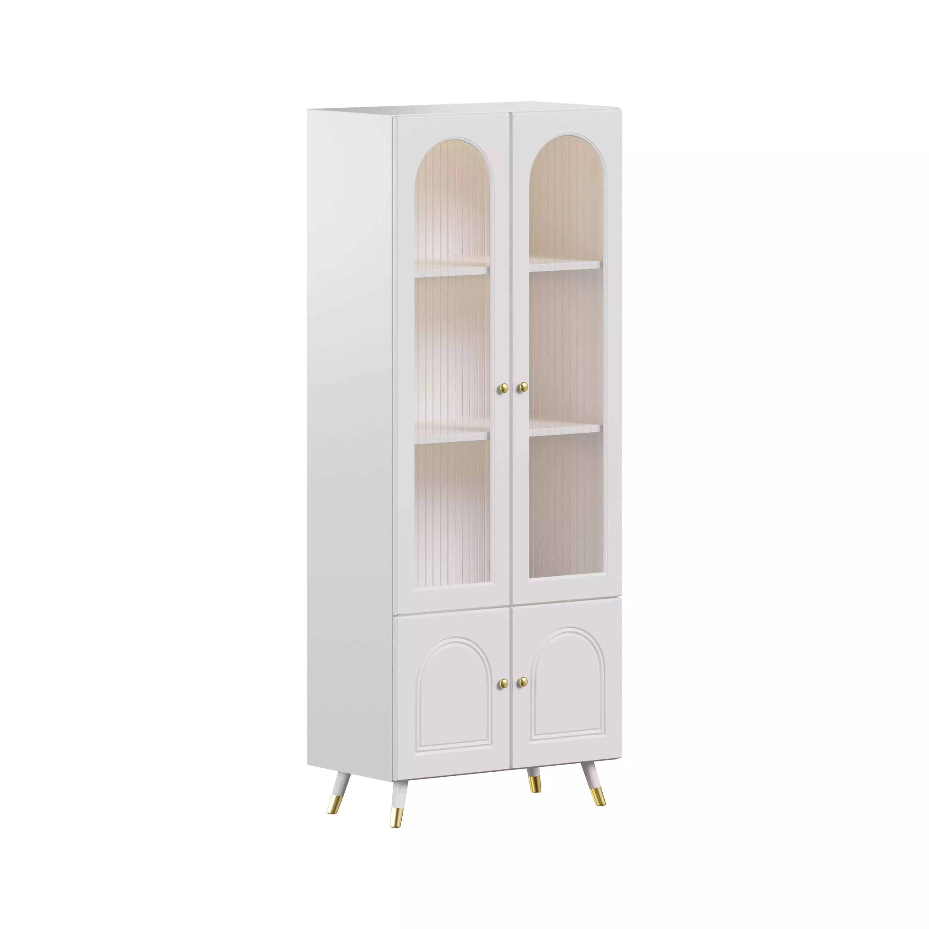 Cabinet Included White Closed Back Wooden Standard Bookcase 2 3D model_0