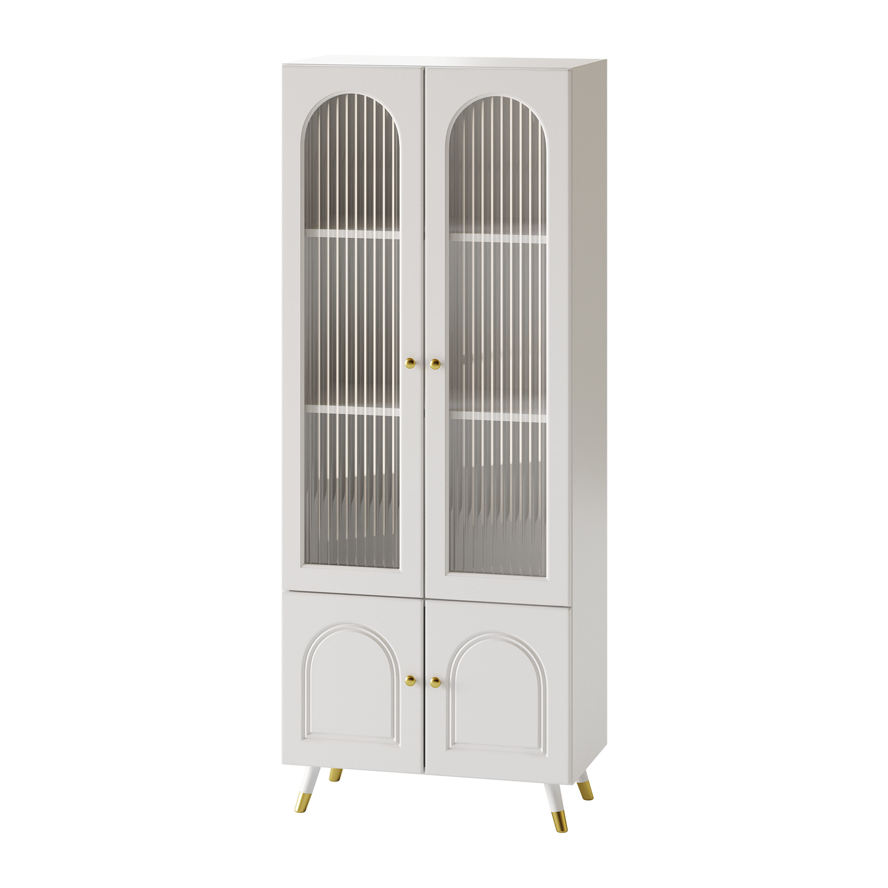 Cabinet Included White Closed Back Wooden Standard Bookcase 2 3D model_11