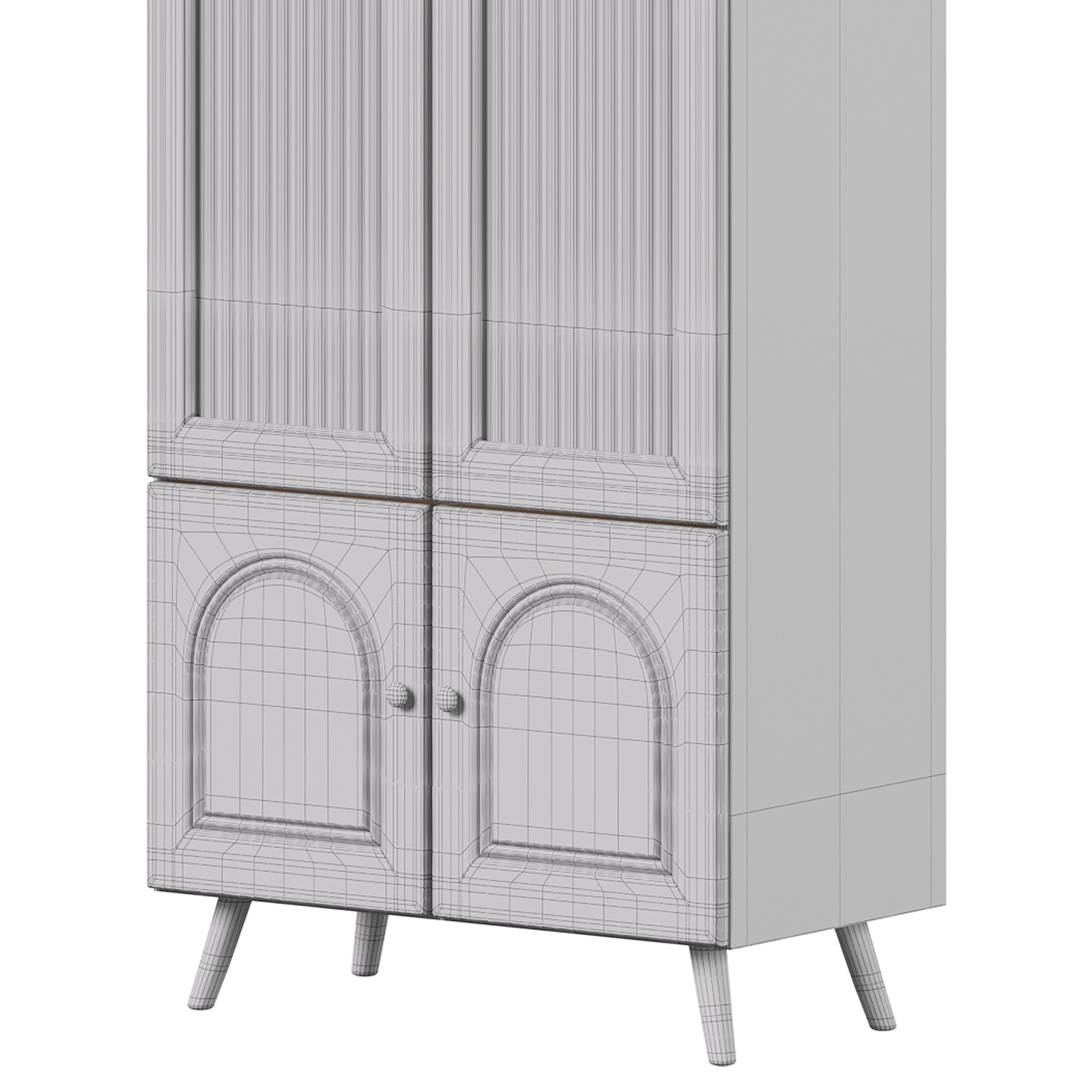 Cabinet Included White Closed Back Wooden Standard Bookcase 2 3D model_15