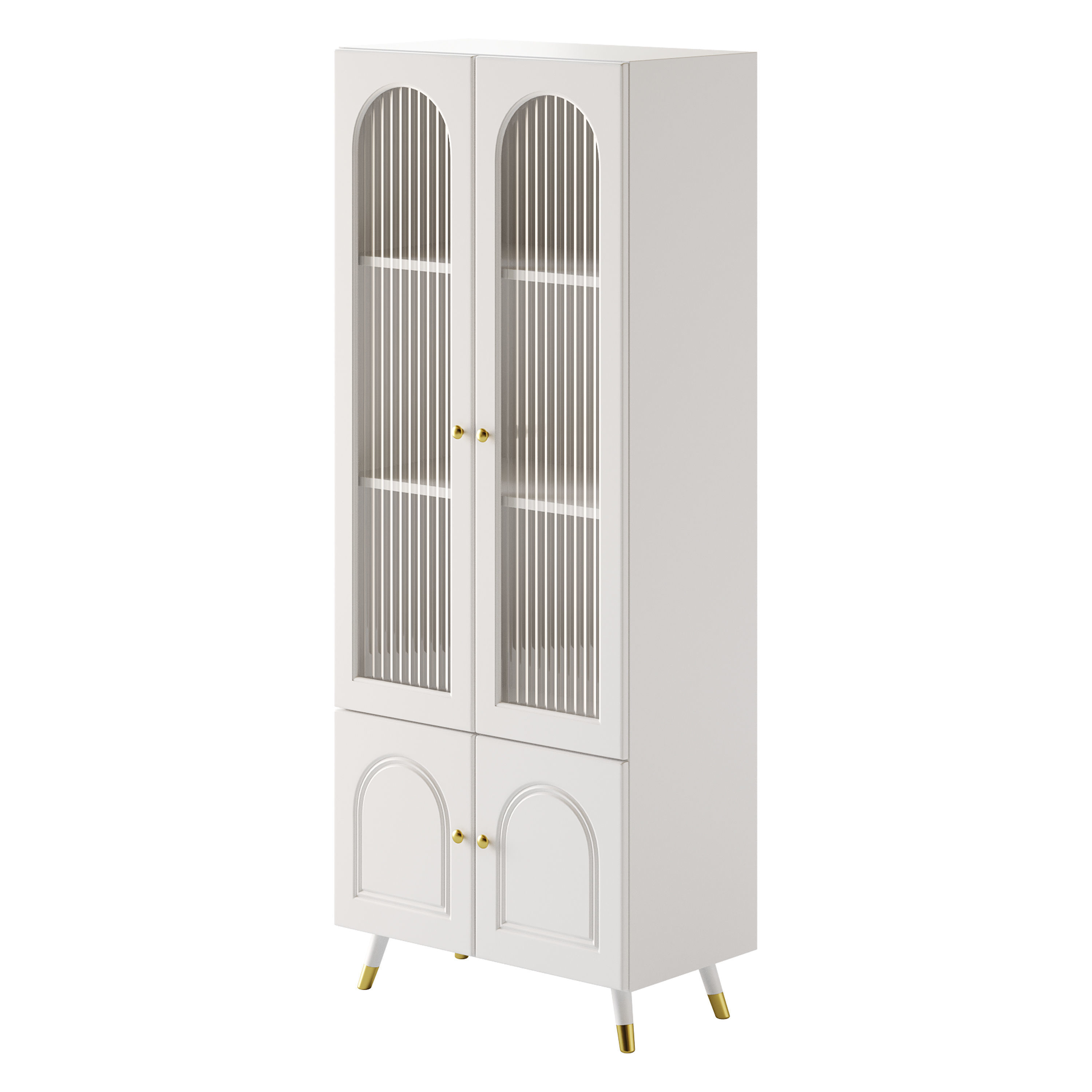 Cabinet Included White Closed Back Wooden Standard Bookcase 2 3D model_1