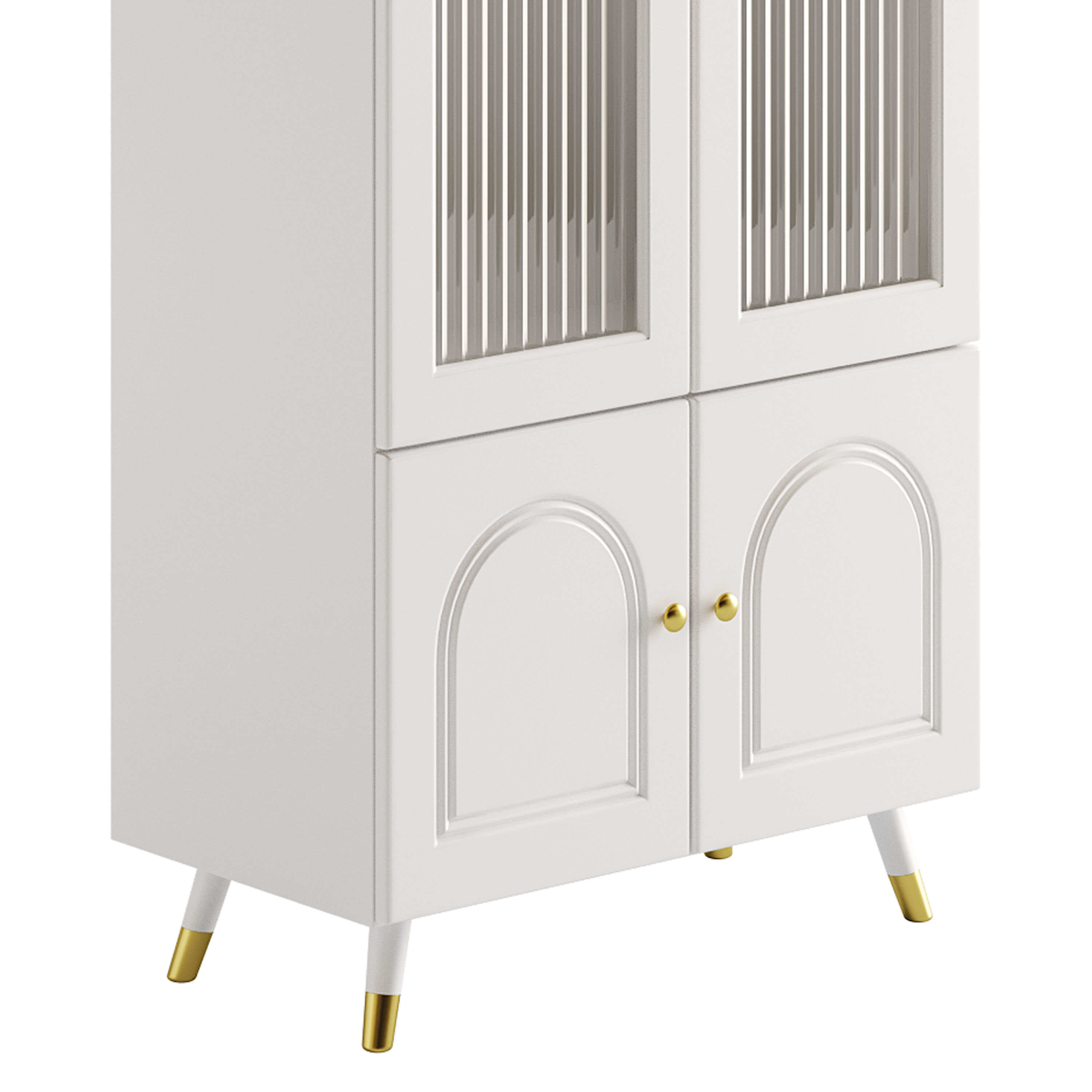 Cabinet Included White Closed Back Wooden Standard Bookcase 2 3D model_2