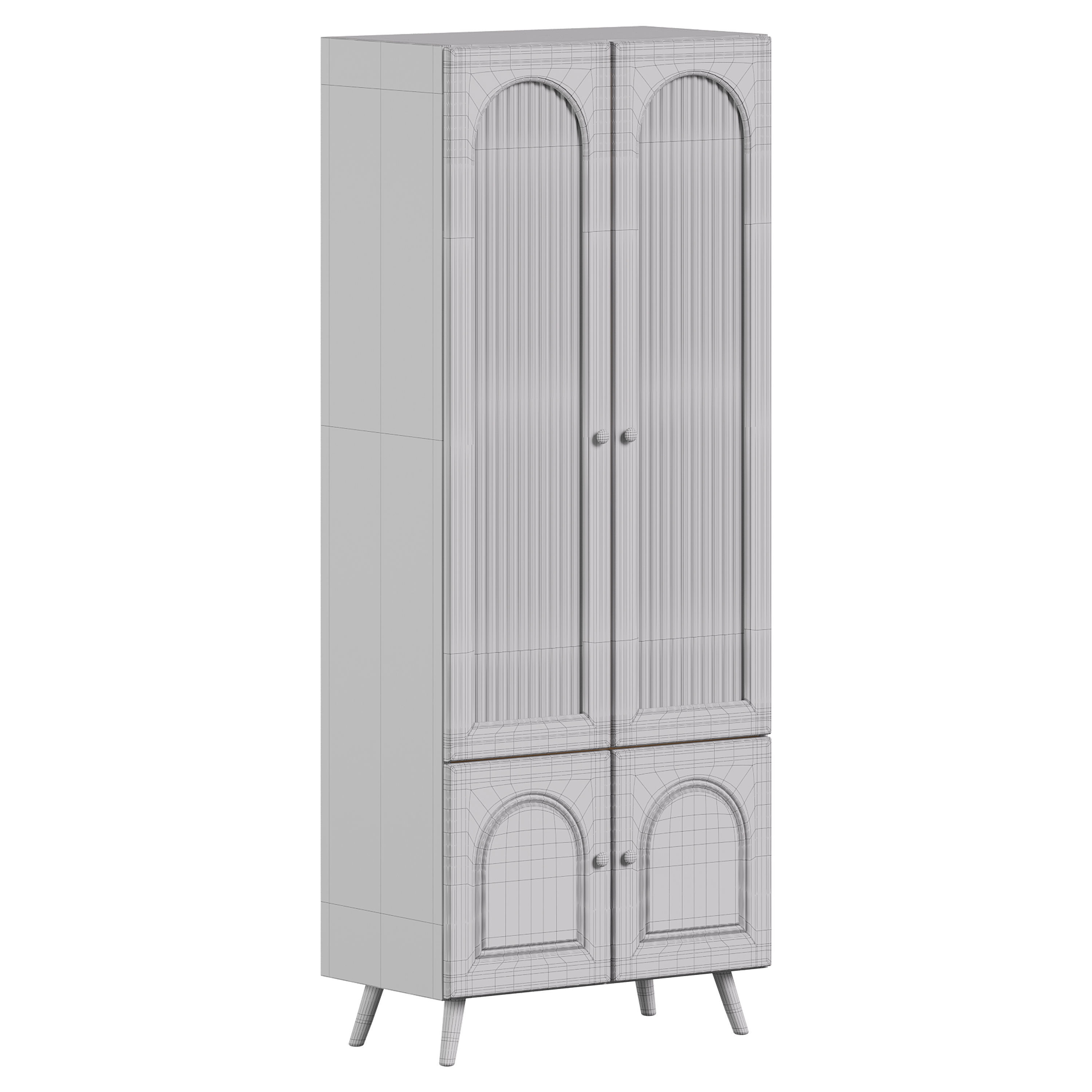 Cabinet Included White Closed Back Wooden Standard Bookcase 2 3D model_14