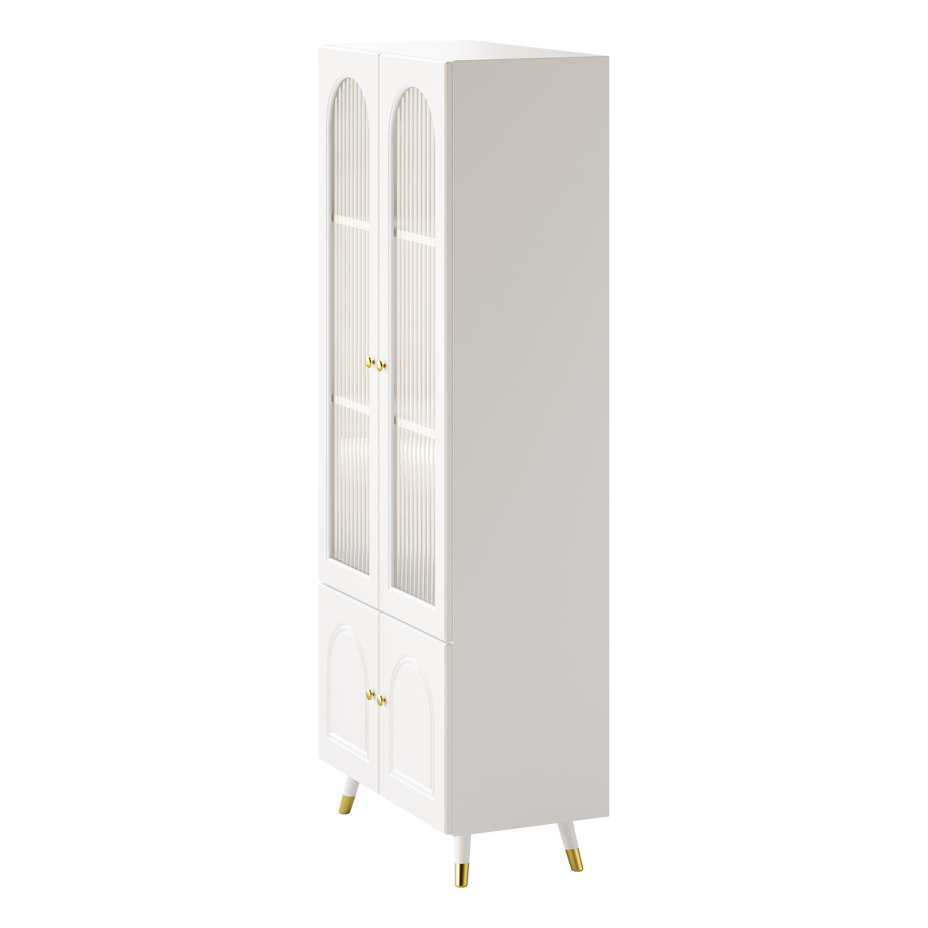 Cabinet Included White Closed Back Wooden Standard Bookcase 2 3D model_4