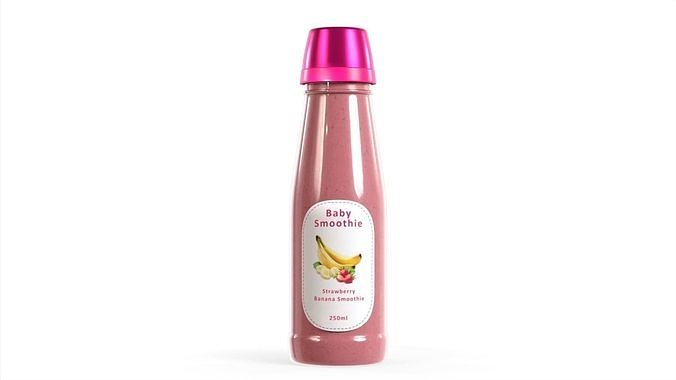 Banana and Strawberry Smoothie Low-poly 3D model