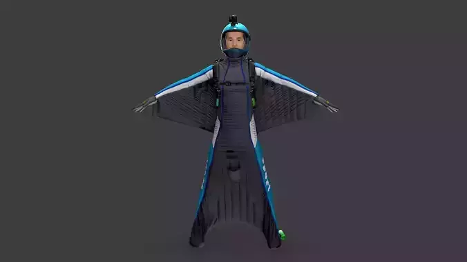 Wingsuit Skydiving  Low-poly 3D model
