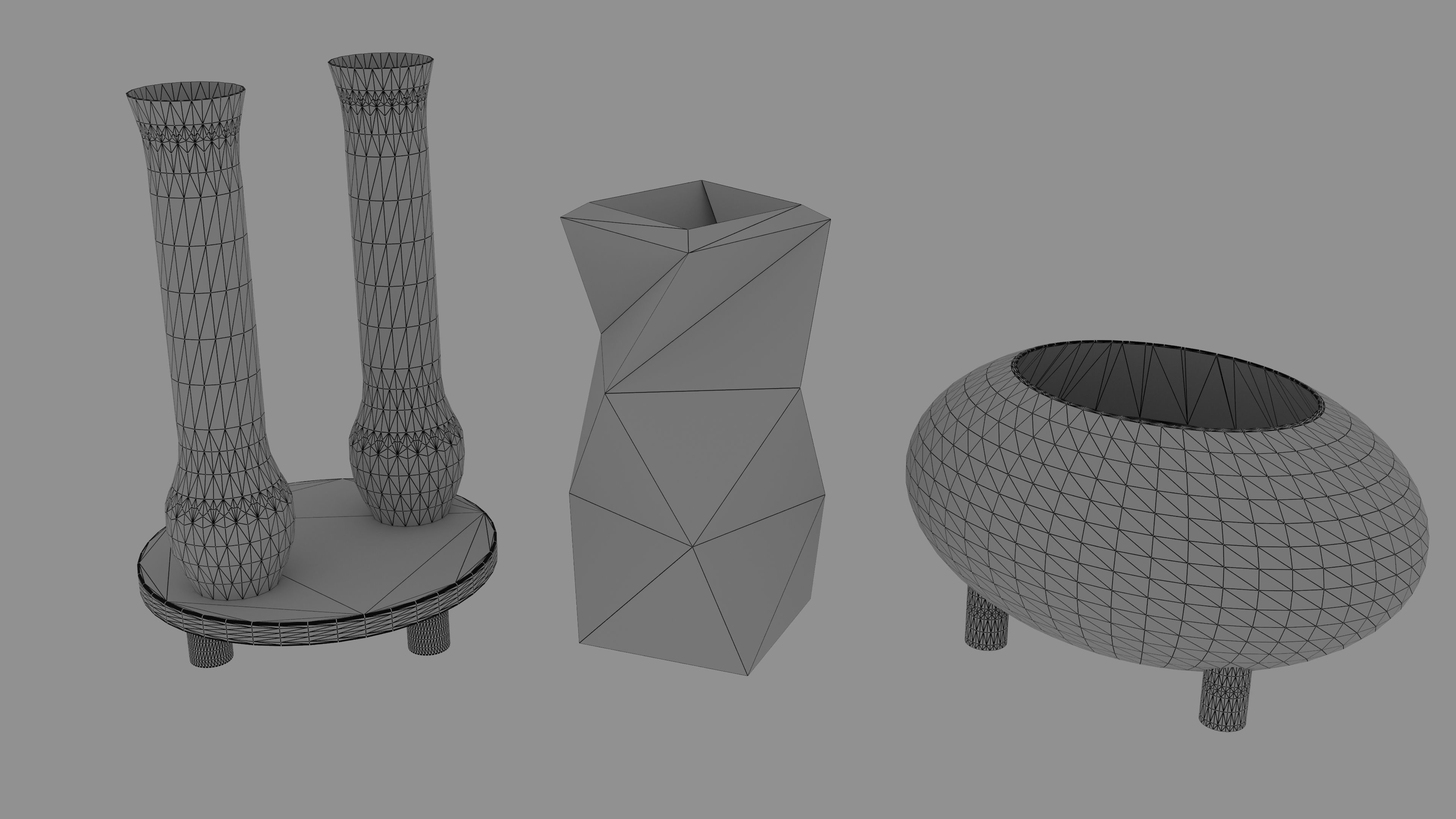 Trio vase set  3D model_3