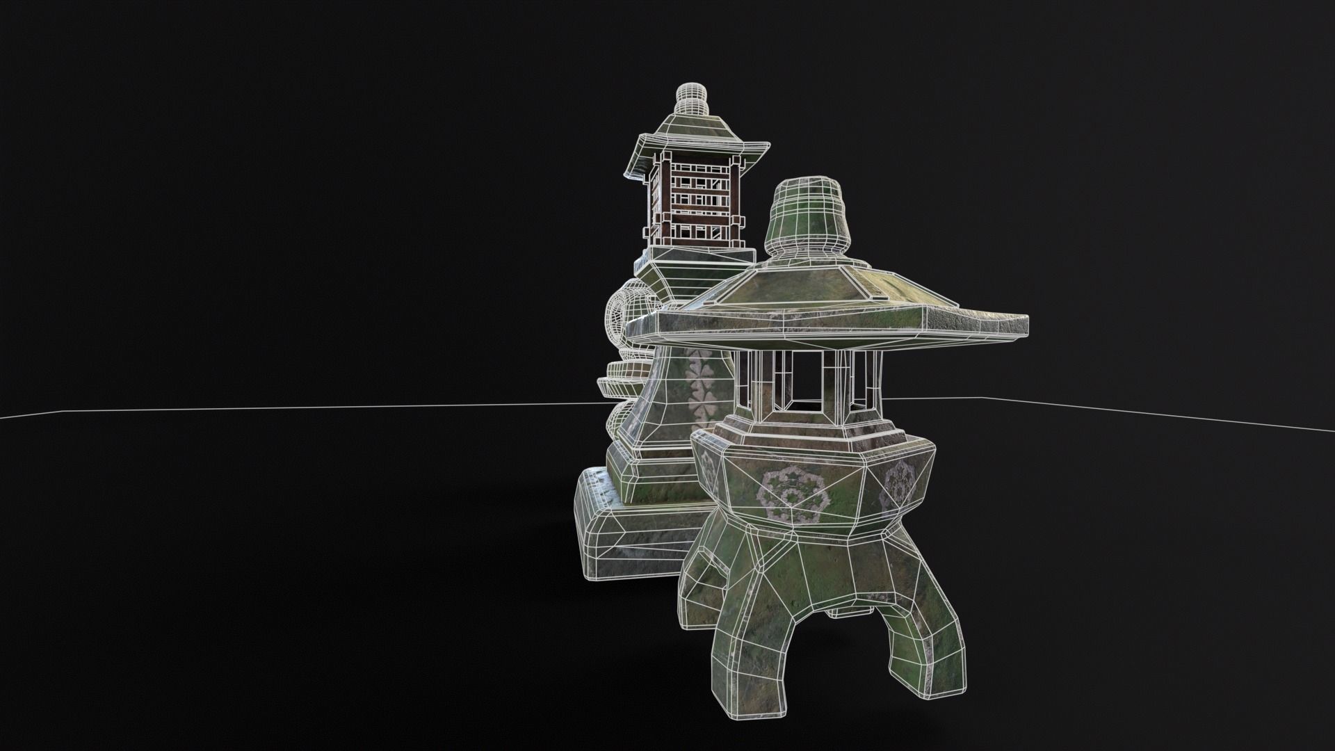 Forest Mystic Japanese Lanterns Low-poly 3D model_21