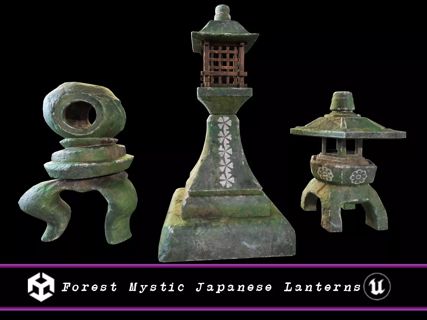 Forest Mystic Japanese Lanterns Low-poly 3D model_0