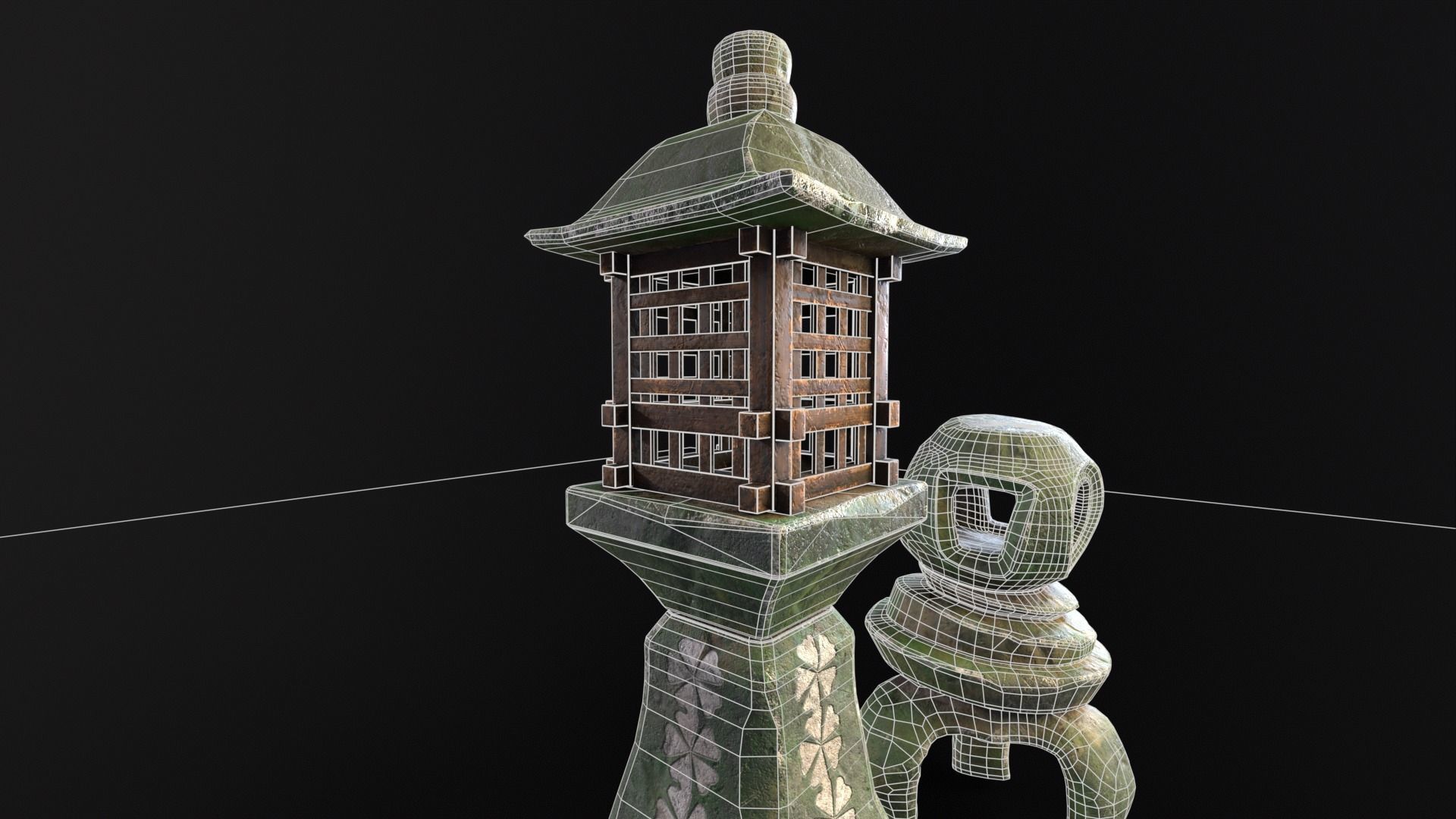 Forest Mystic Japanese Lanterns Low-poly 3D model_17