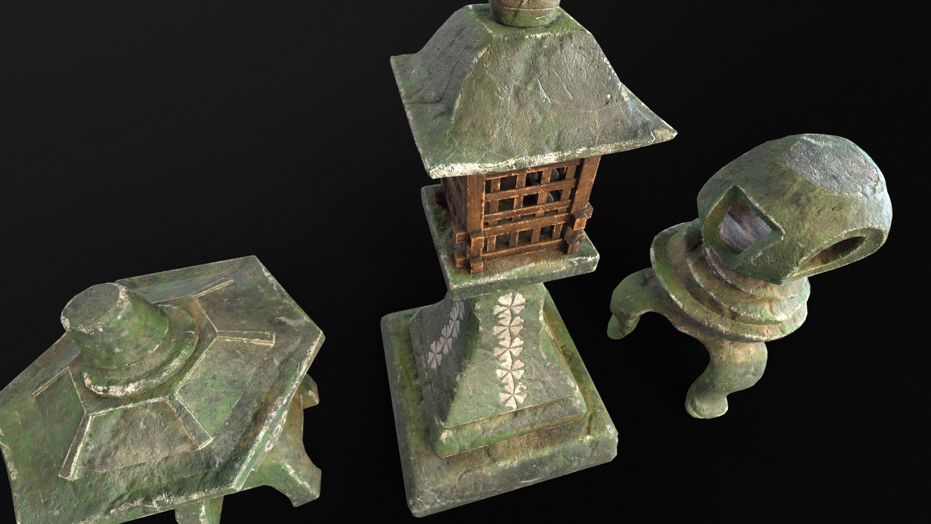 Forest Mystic Japanese Lanterns Low-poly 3D model_18