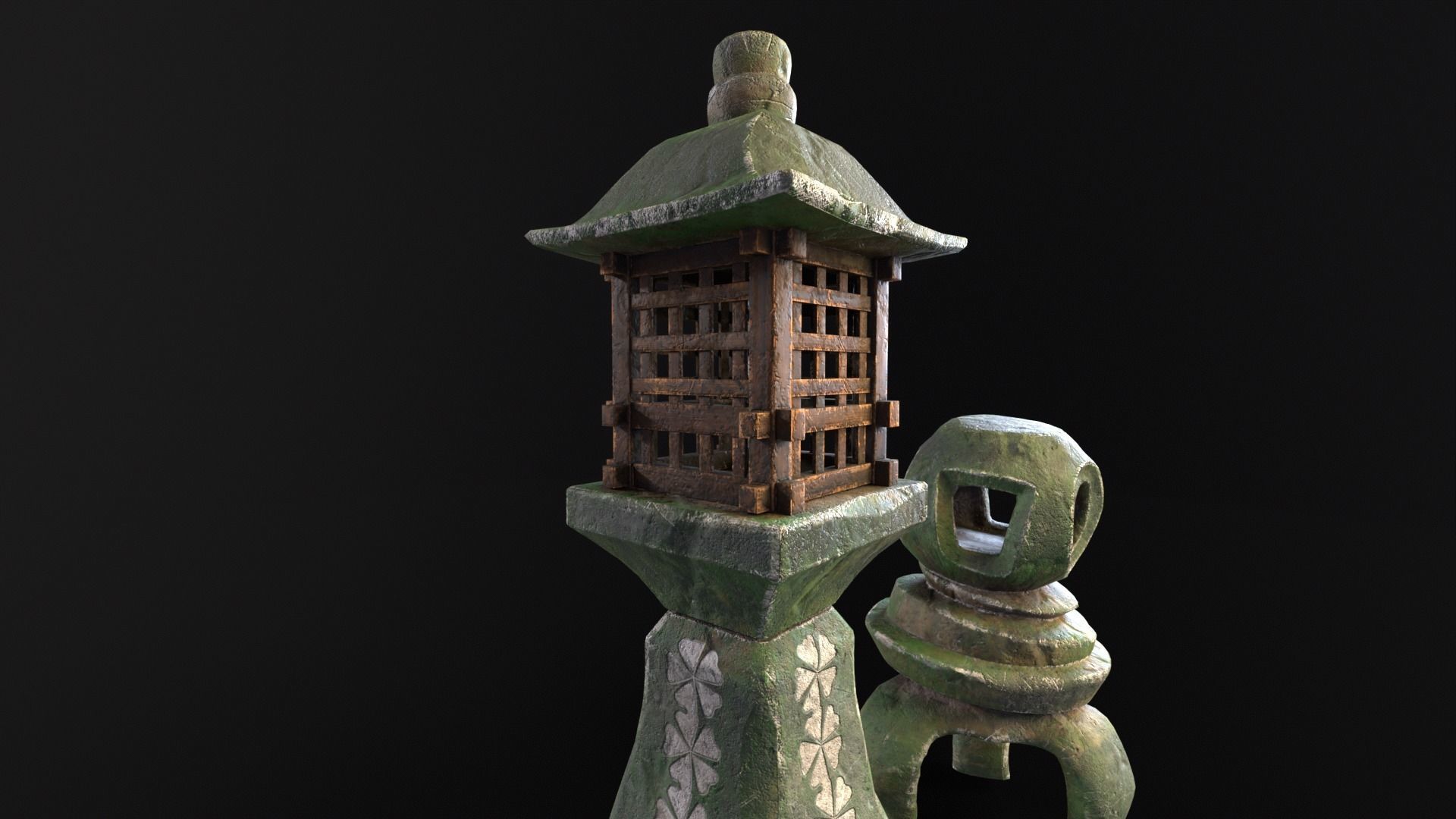 Forest Mystic Japanese Lanterns Low-poly 3D model_16