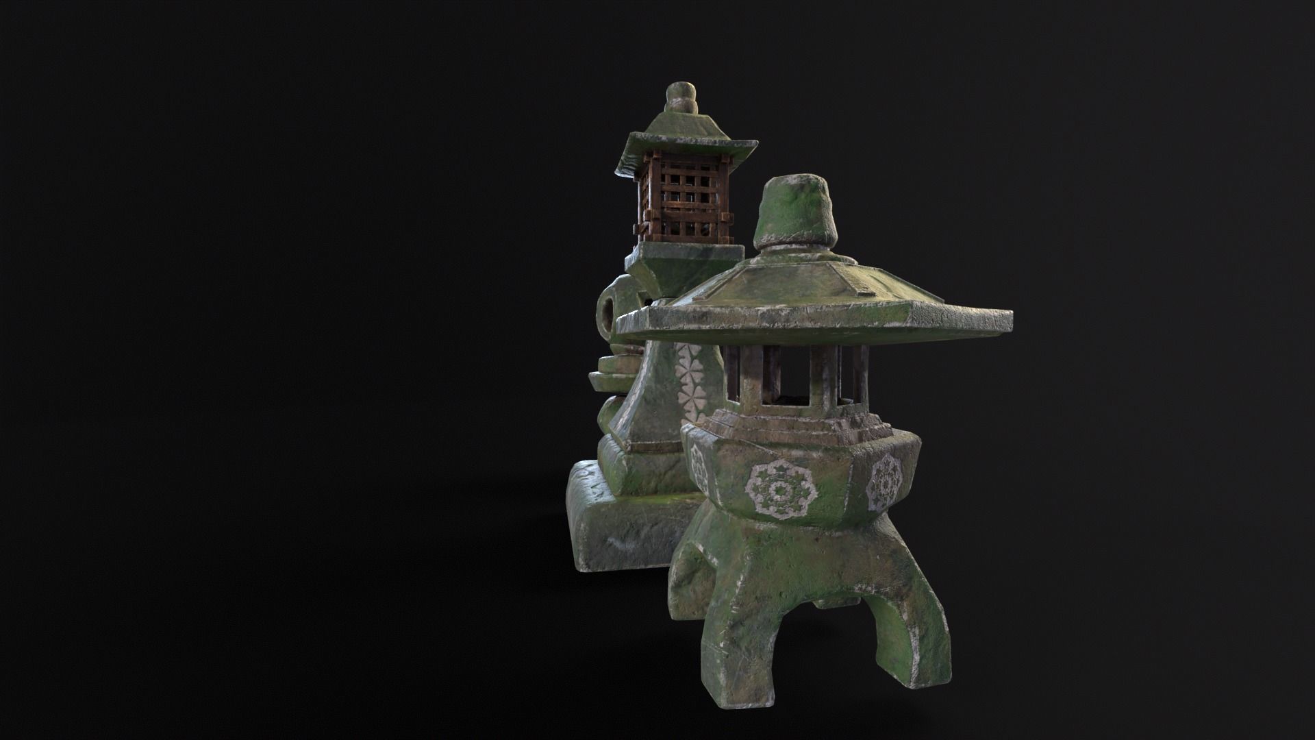 Forest Mystic Japanese Lanterns Low-poly 3D model_20