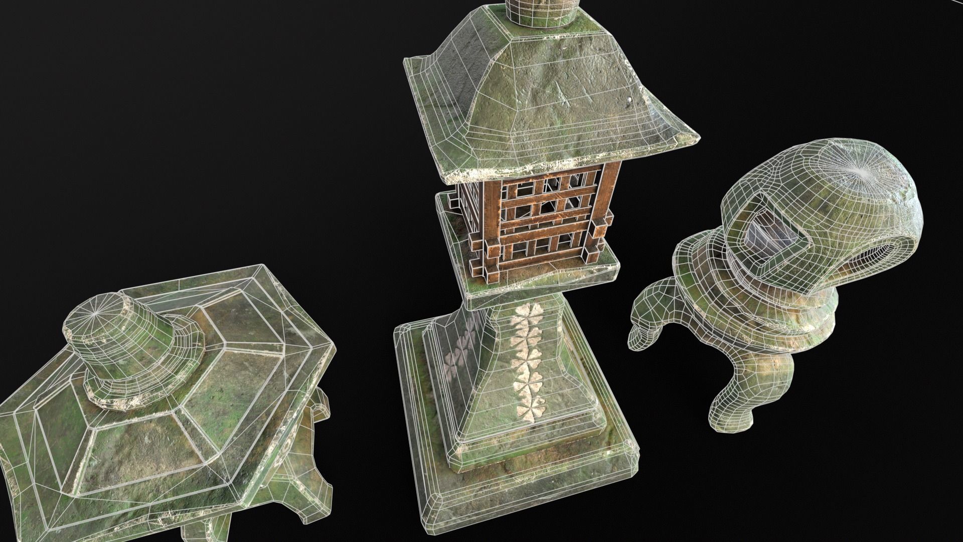 Forest Mystic Japanese Lanterns Low-poly 3D model_19