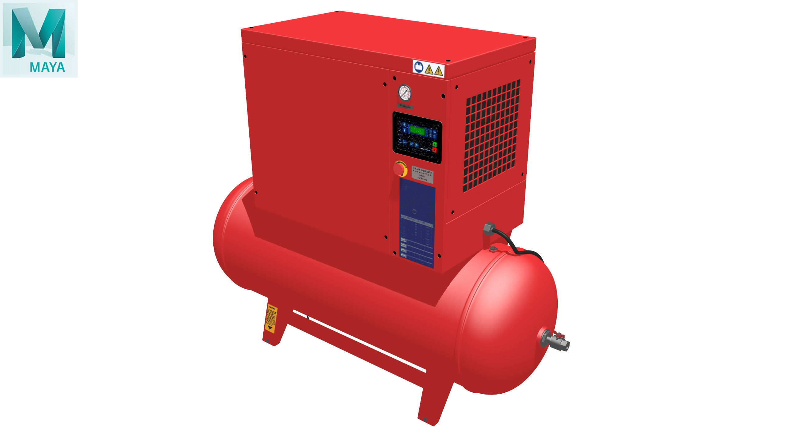 Air Compressor 73 Gallon 8 HP Low-poly 3D model_28