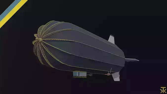 Cartoon SteamPunk Dirigible Polygonal Style