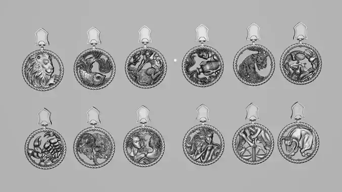 Zodiac Symbols theme 1 round frame