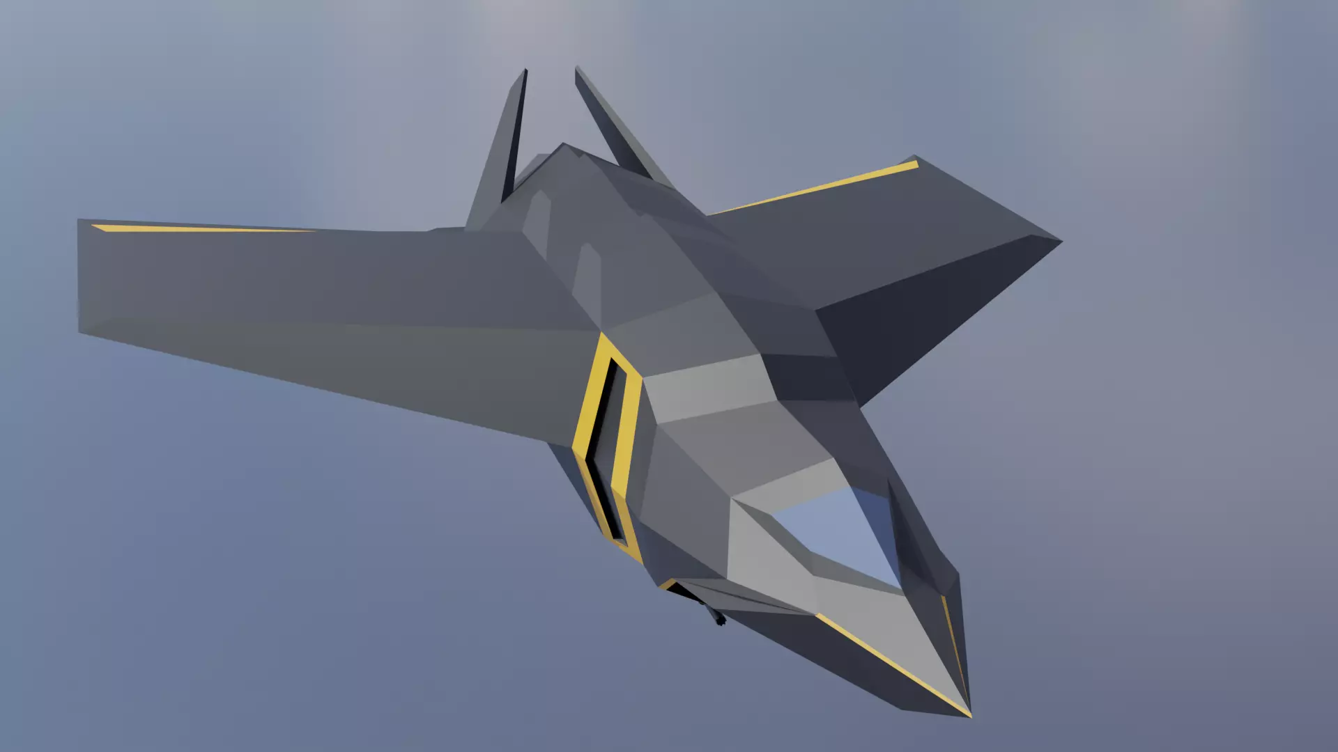 Low poly space fighter Low-poly 3D model 3D model_0