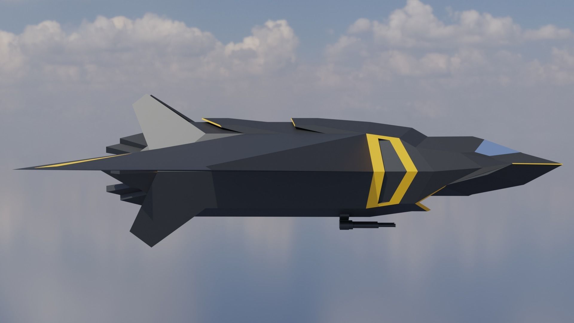 Low poly space fighter Low-poly 3D model 3D model_1