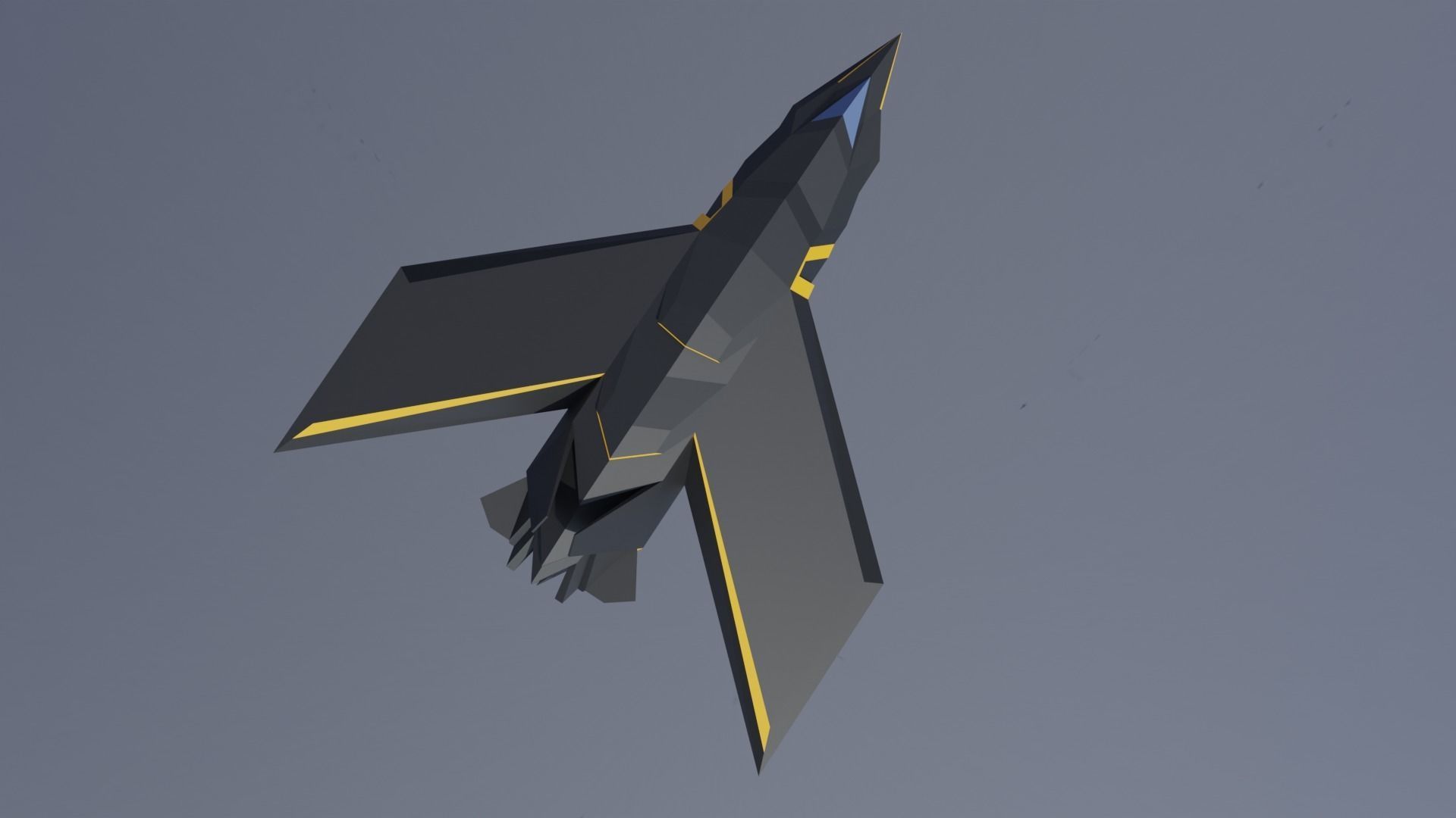 Low poly space fighter Low-poly 3D model 3D model_3