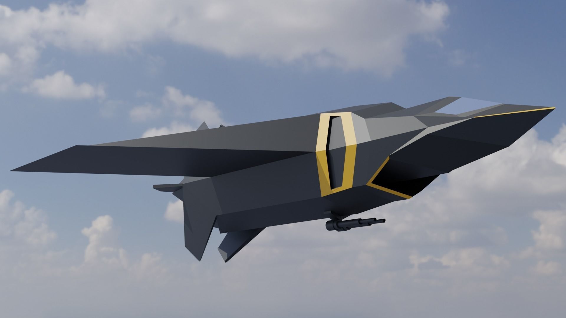 Low poly space fighter Low-poly 3D model 3D model_4